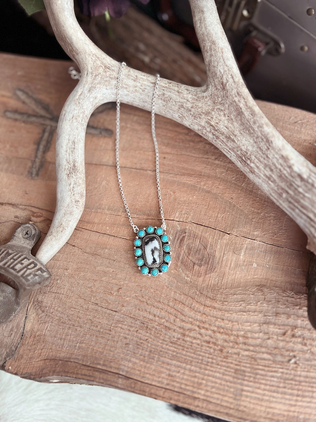 Turquoise Zebra Navajo Handcrafted Sterling Necklace | gussieduponline