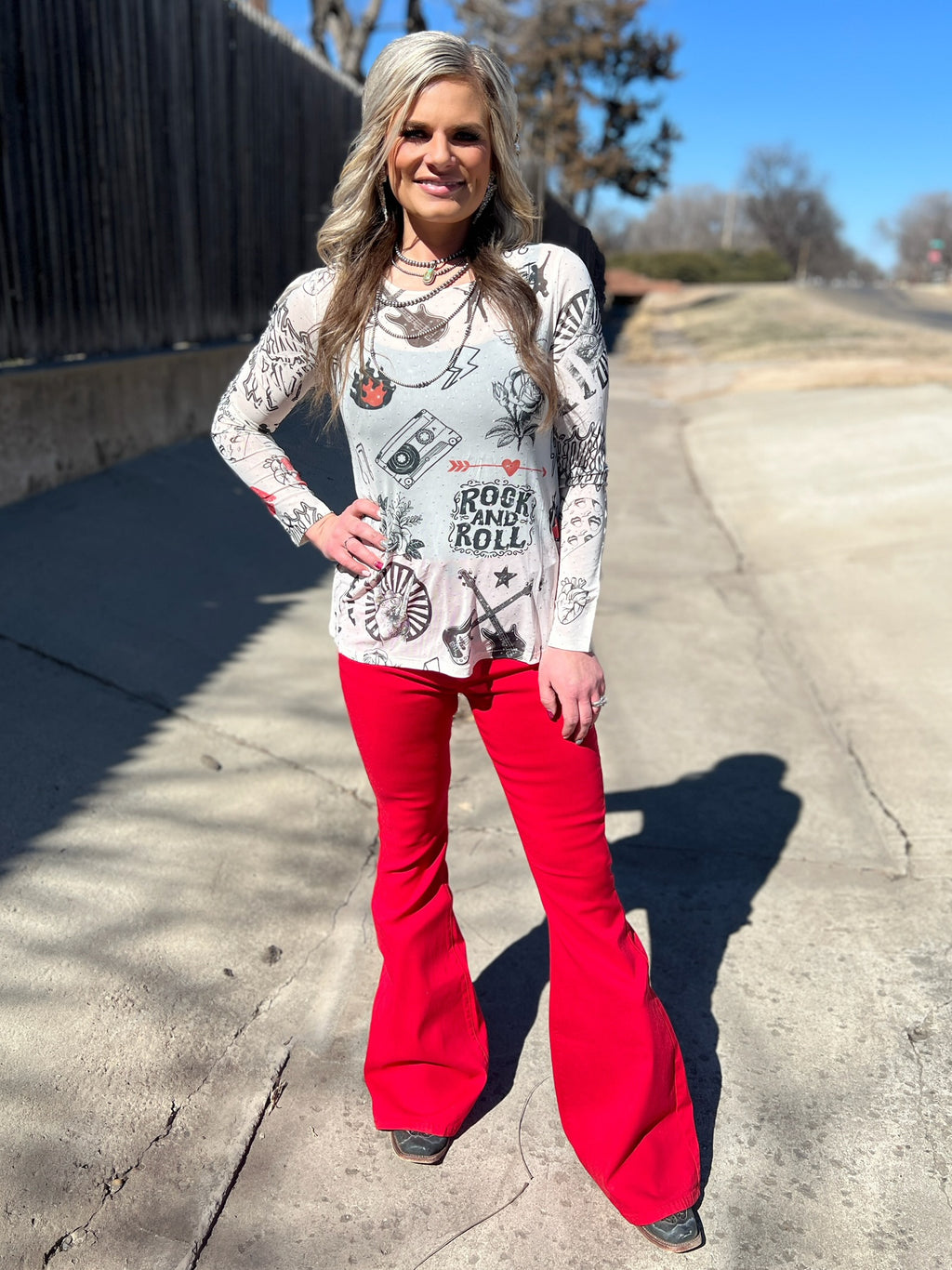 Seeing Red Super Stretch Bell Bottoms