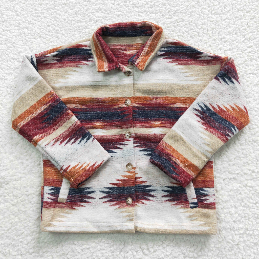 KIDS Brown Aztec Button Up Flannel* | gussieduponline