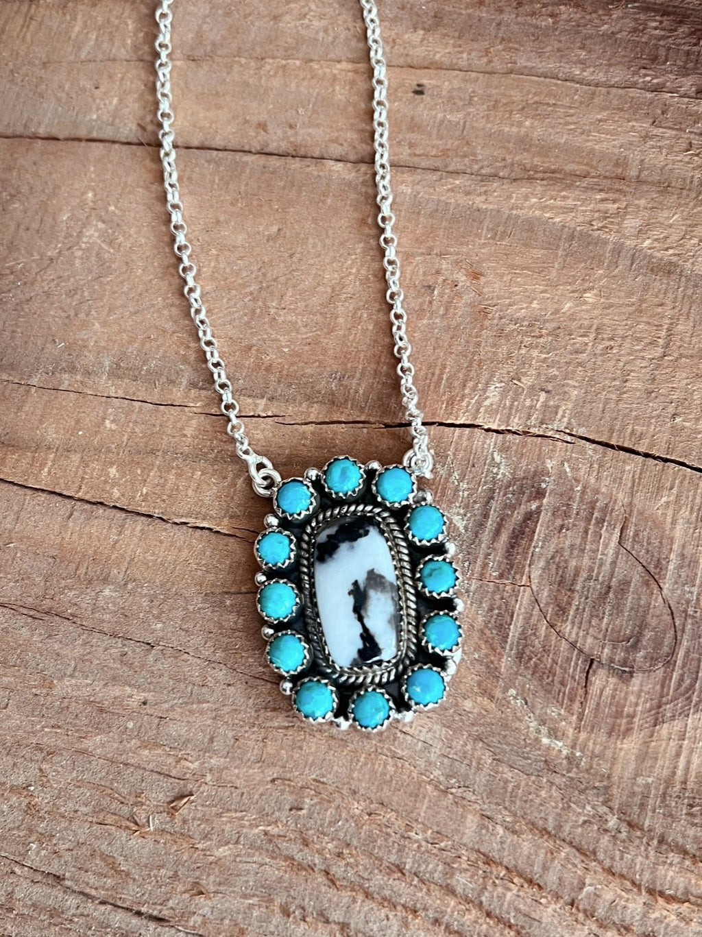 Turquoise Zebra Navajo Handcrafted Sterling Necklace | gussieduponline