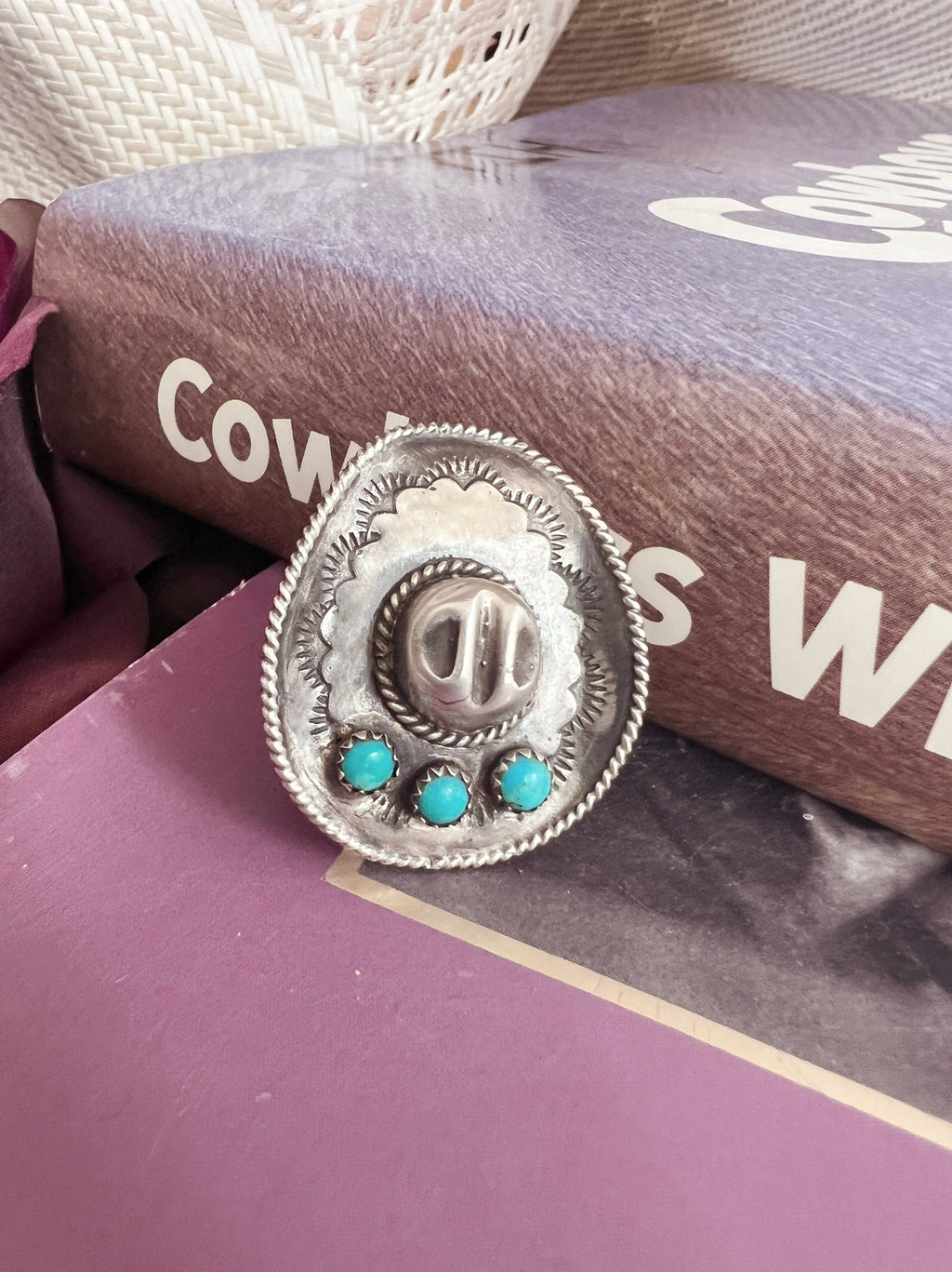 Sterling Silver Cowboy Hat Navajo ring | gussieduponline