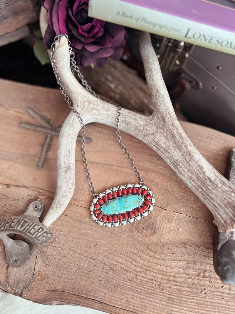 Queen Mother Navajo Turquoise Sterling Silver Necklace | gussieduponline