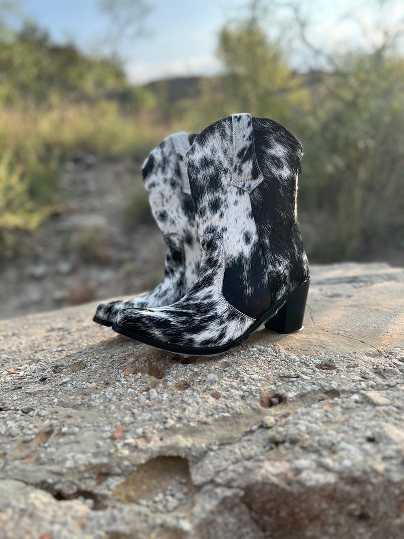 Salt & Pepper Cowhide Bootie* | gussieduponline