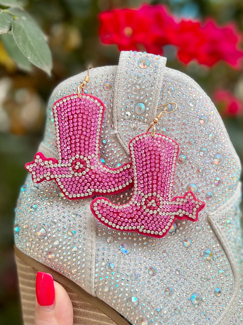 Pink Puffed Up Boot Earrings | gussieduponline