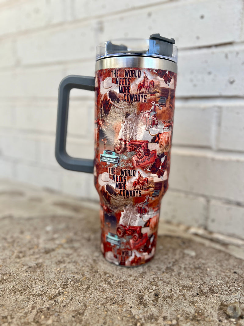 Give Me Cowboys Collage 40 oz Tumblers | gussieduponline