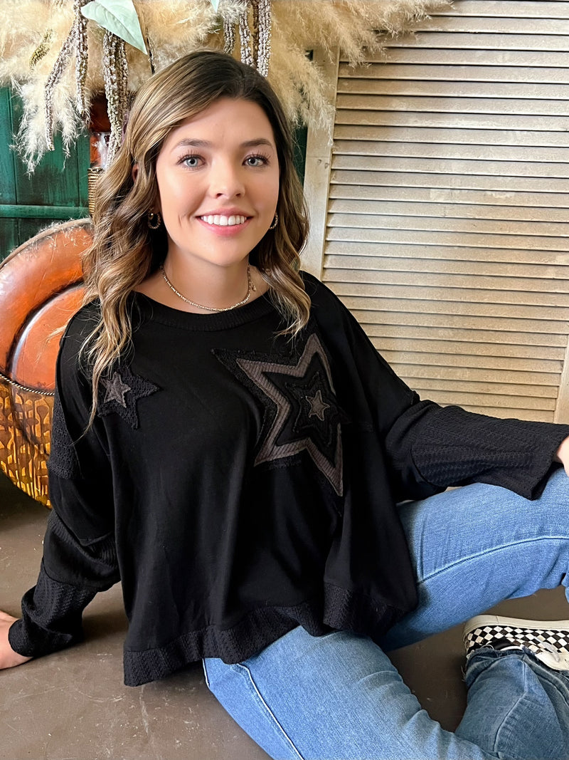 Black Multi Layered Star Top | gussieduponline