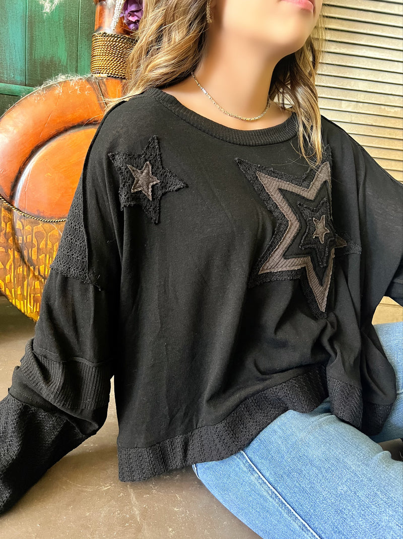 Black Multi Layered Star Top | gussieduponline