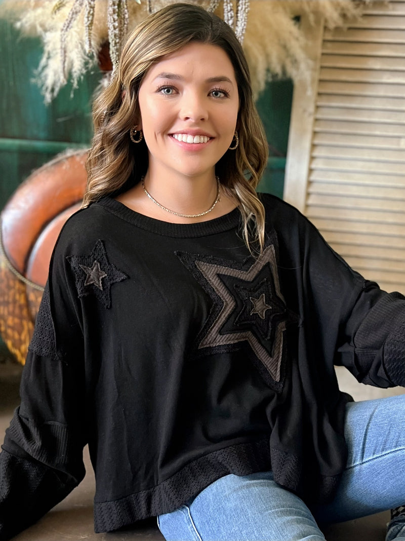 Black Multi Layered Star Top | gussieduponline