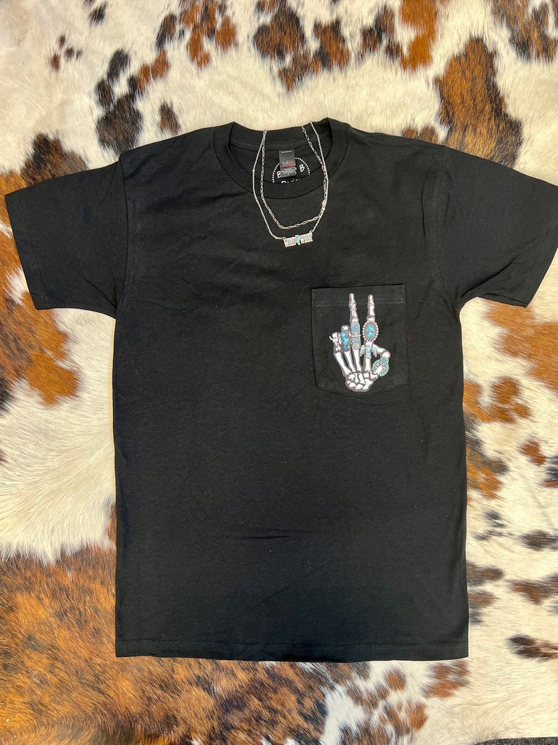 Fancy Western Decorated Skeleton Pocket Tee | gussieduponline