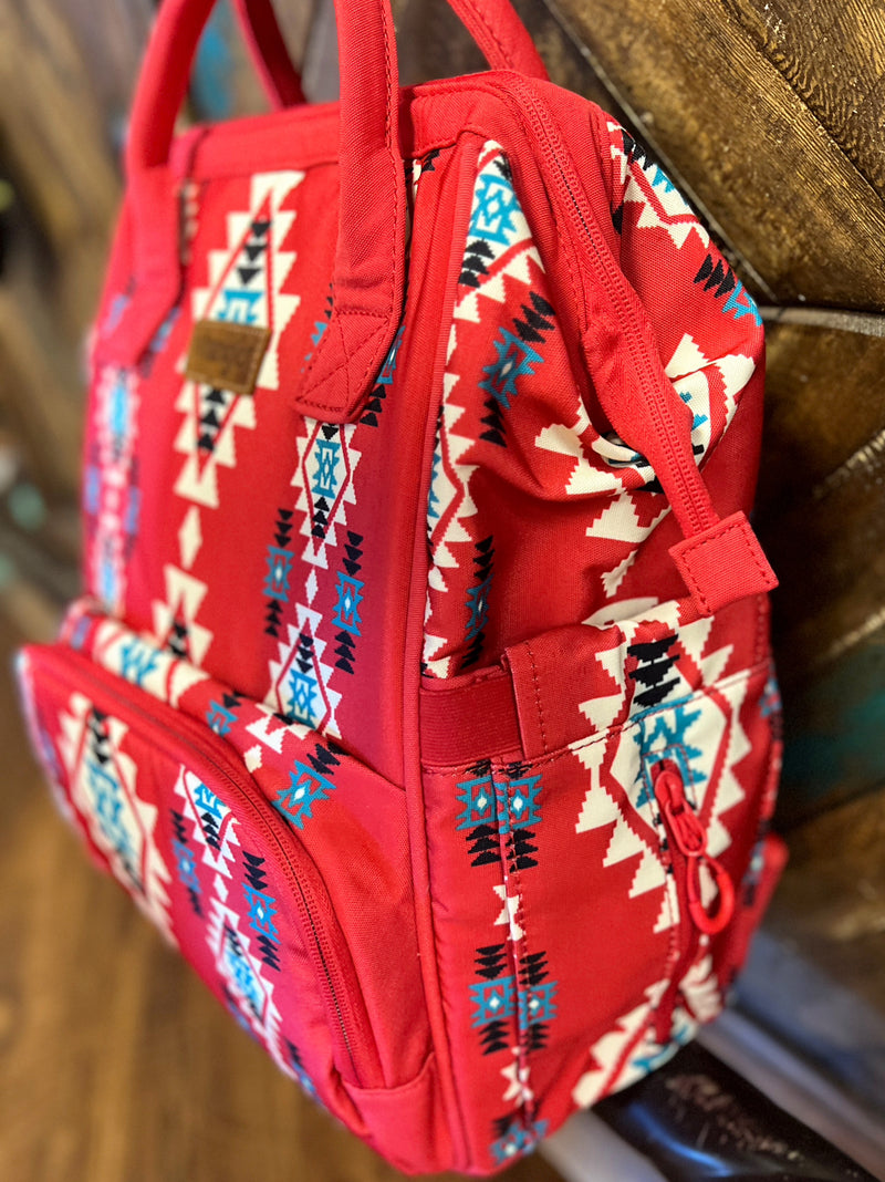 The Original Wrangler Diaper Bag -Red Aztec | gussieduponline