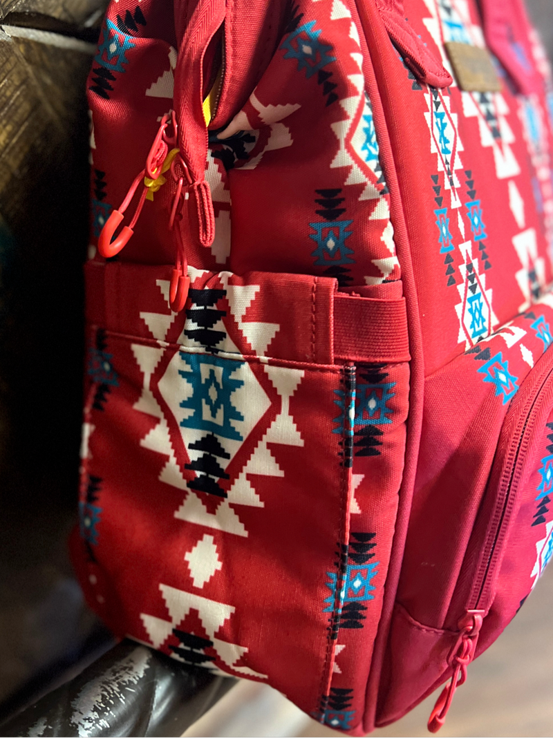 The Original Wrangler Diaper Bag -Red Aztec | gussieduponline