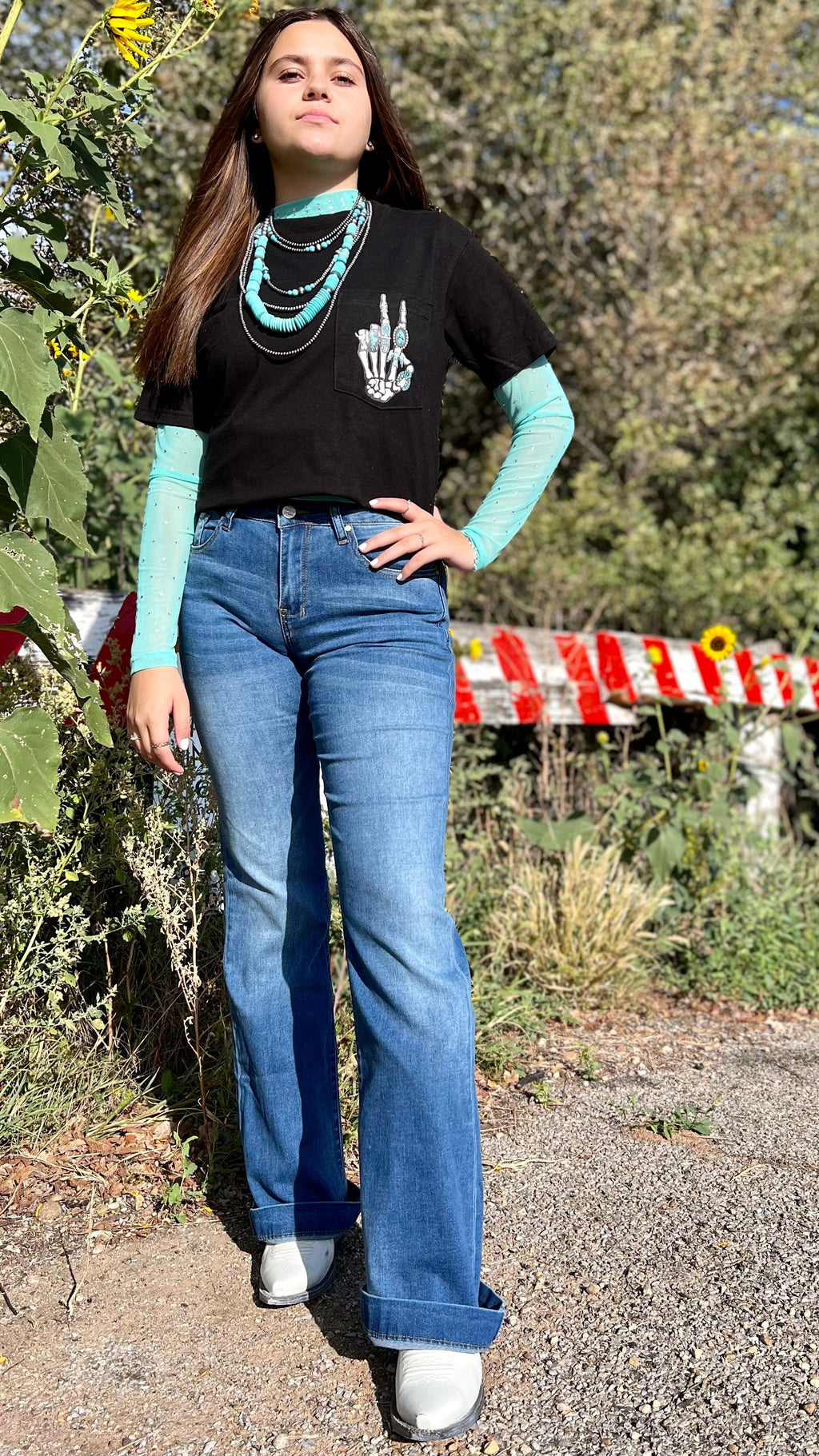 Fancy Western Decorated Skeleton Pocket Tee | gussieduponline