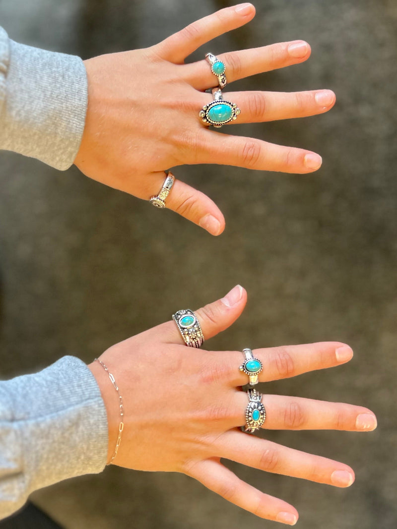 Adjust To Turquoise Ring Set | gussieduponline