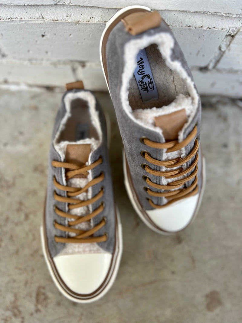 Grey Suede Cozy Sneakers | gussieduponline
