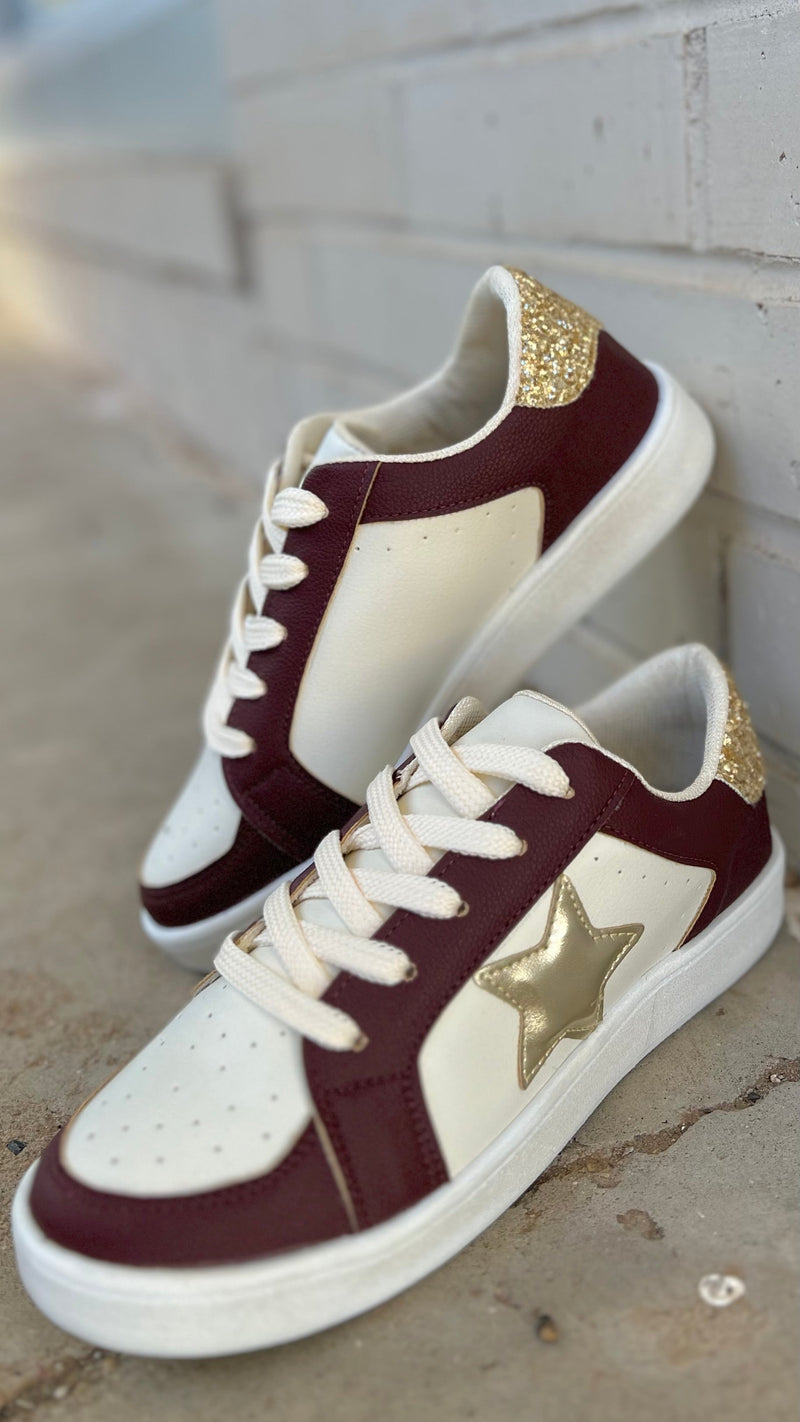 Burgundy Game Day Sneakers | gussieduponline