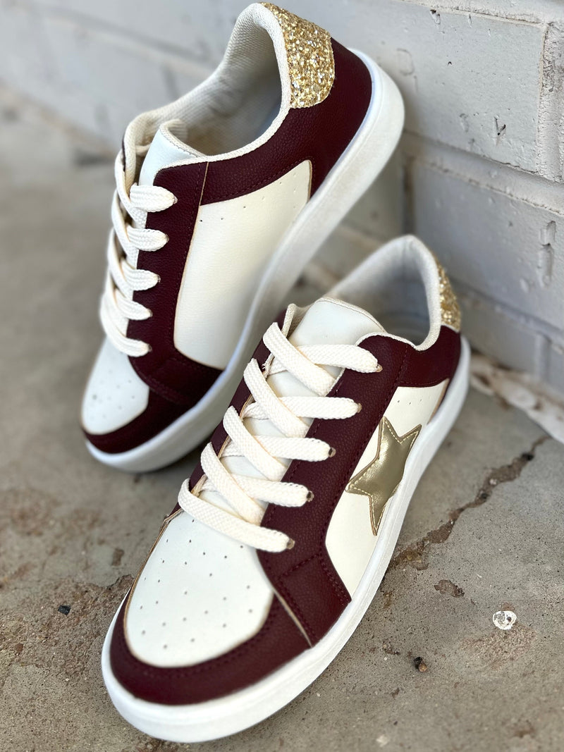 Burgundy Game Day Sneakers | gussieduponline