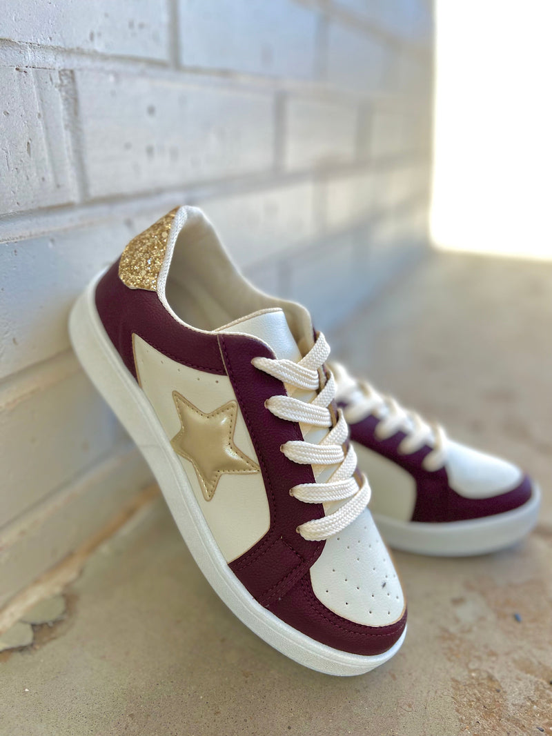 Burgundy Game Day Sneakers | gussieduponline