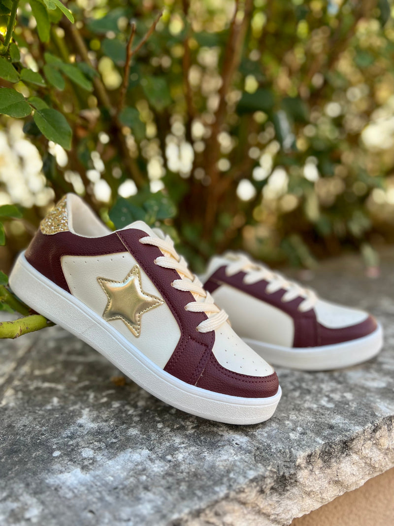 Burgundy Game Day Sneakers | gussieduponline