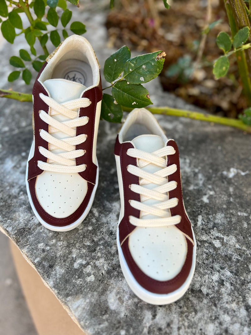 Burgundy Game Day Sneakers | gussieduponline