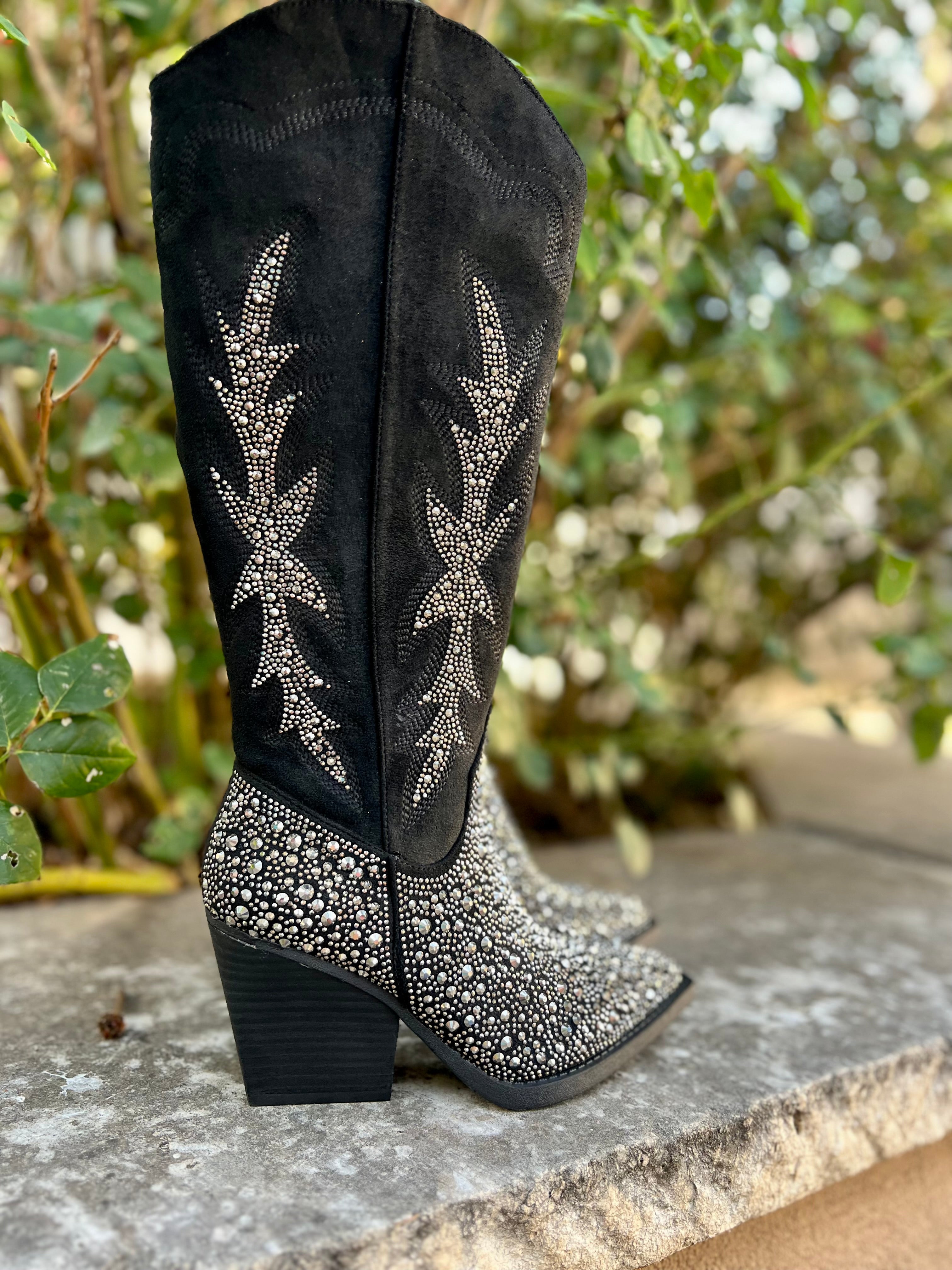 Very G Black Rhinestone Western Style Boots Gussieduponline gussied up online