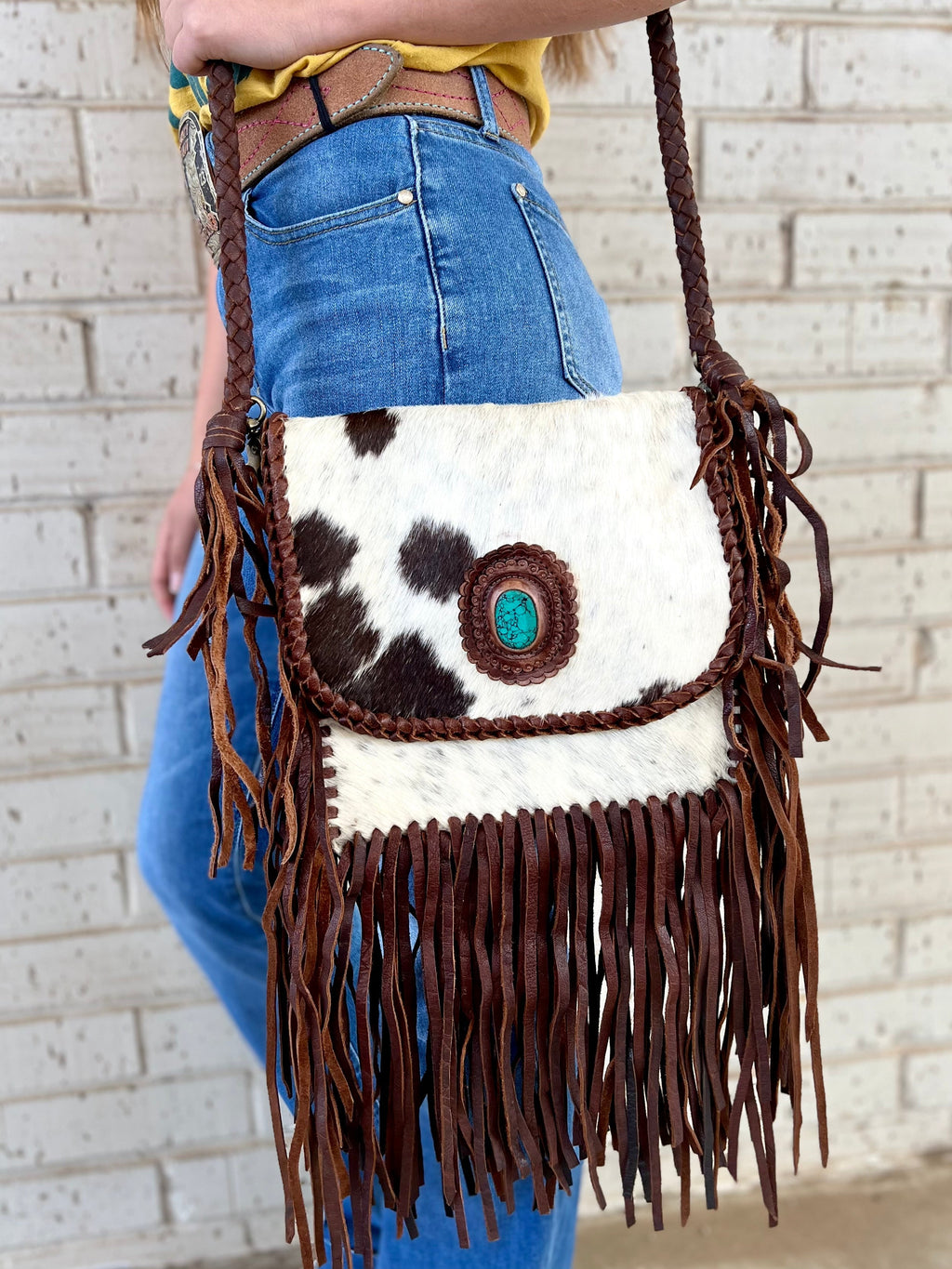 Handmade Speckled Hair-on Cowhide and Louis Vuitton DUPE. Inspired  Cross-body Purse with Adjustable Strap, Blue Leather Braiding and Fringe