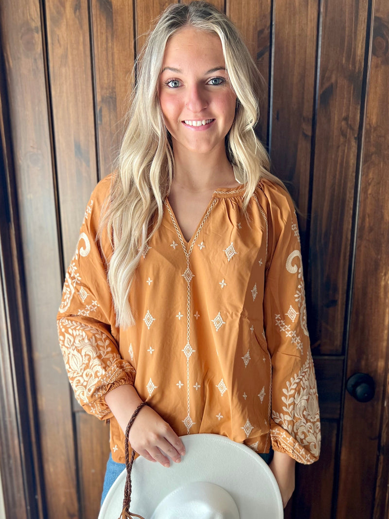 Embroidered Sunrise Top | gussieduponline