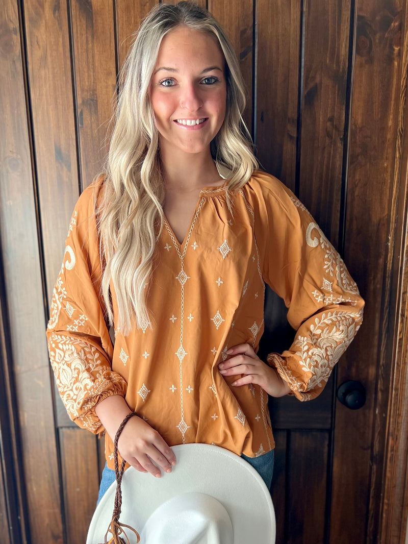 Embroidered Sunrise Top | gussieduponline