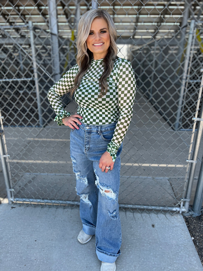 Sterling Kreek Pep Rally Green Mesh Top | gussieduponline