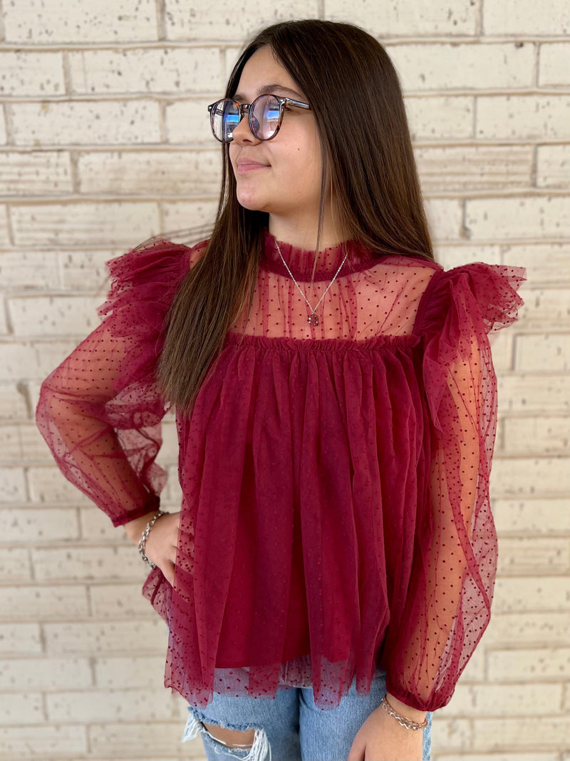 Cranberry Flare Blouse | gussieduponline