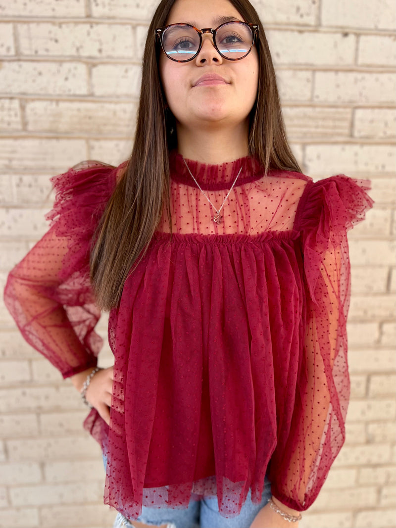 Cranberry Flare Blouse | gussieduponline