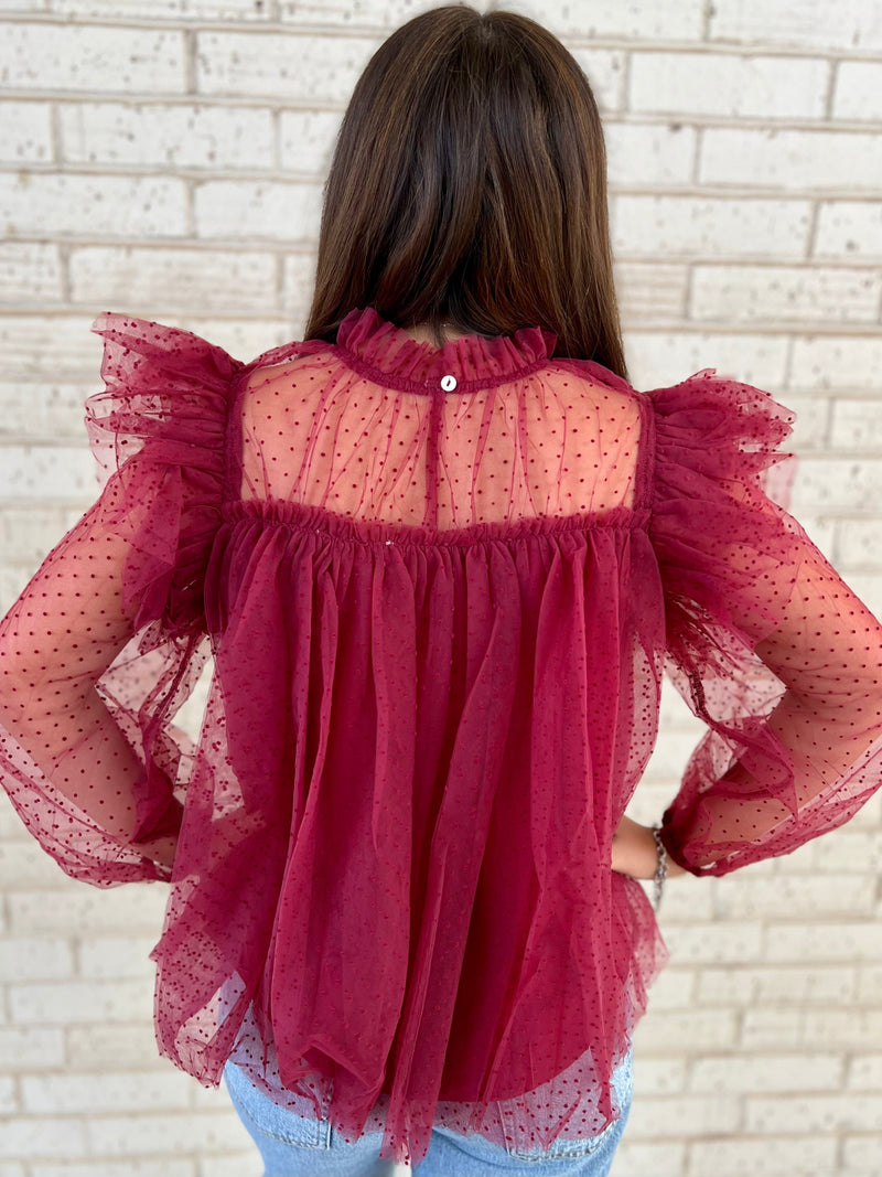 Cranberry Flare Blouse | gussieduponline