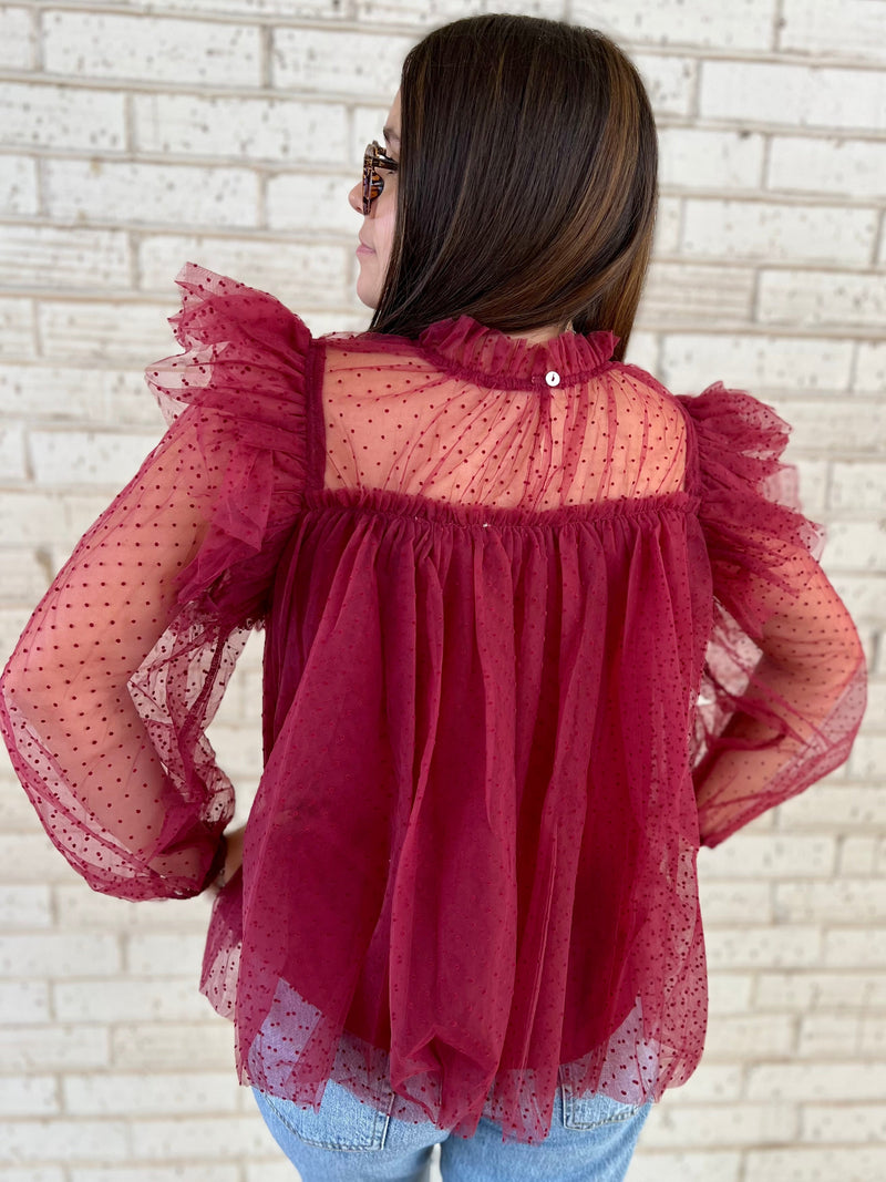 Cranberry Flare Blouse | gussieduponline