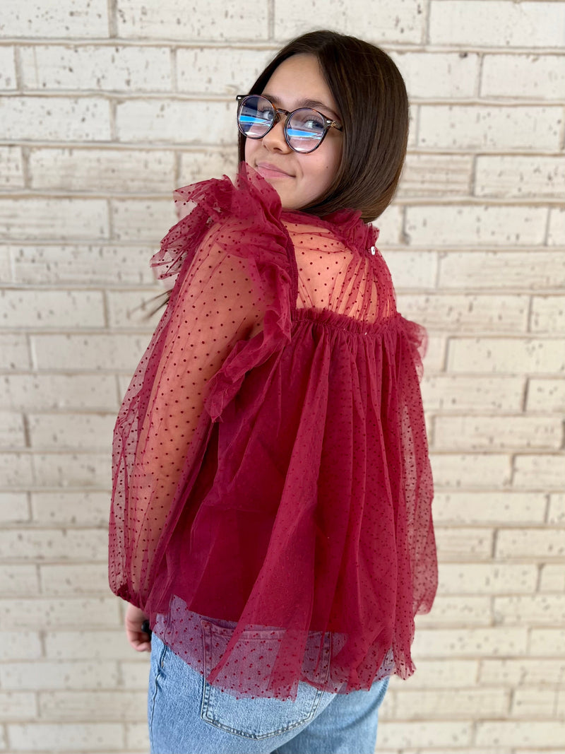 Cranberry Flare Blouse | gussieduponline