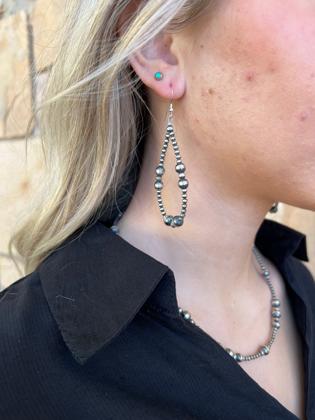 Navajo Pearl Tear Drop Earrings | gussieduponline