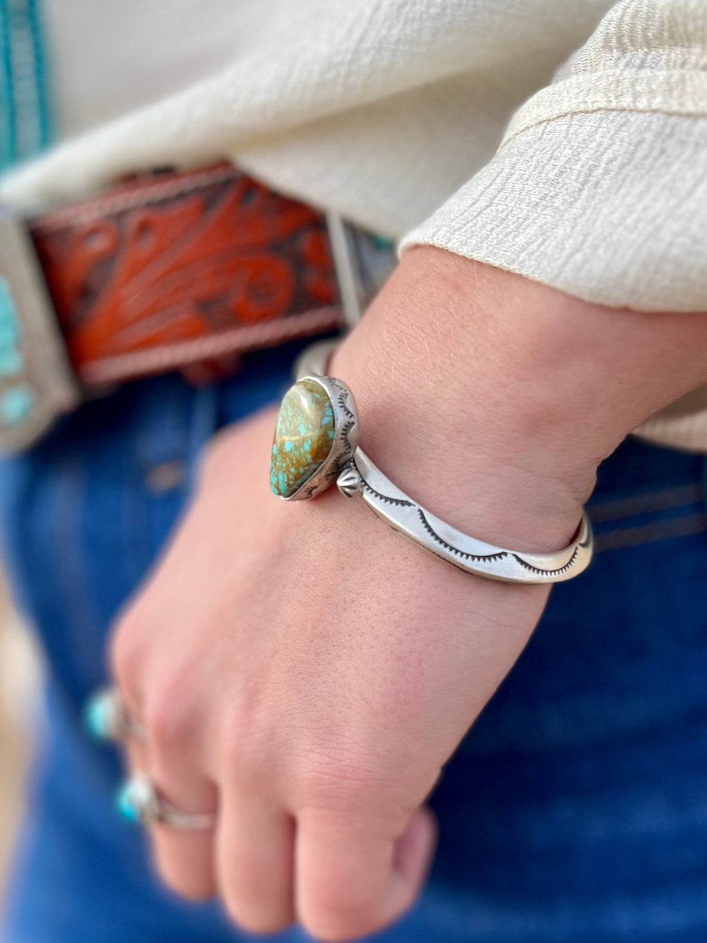 Married to Turquoise Navajo Sterling Silver Cuff Bracelet | gussieduponline