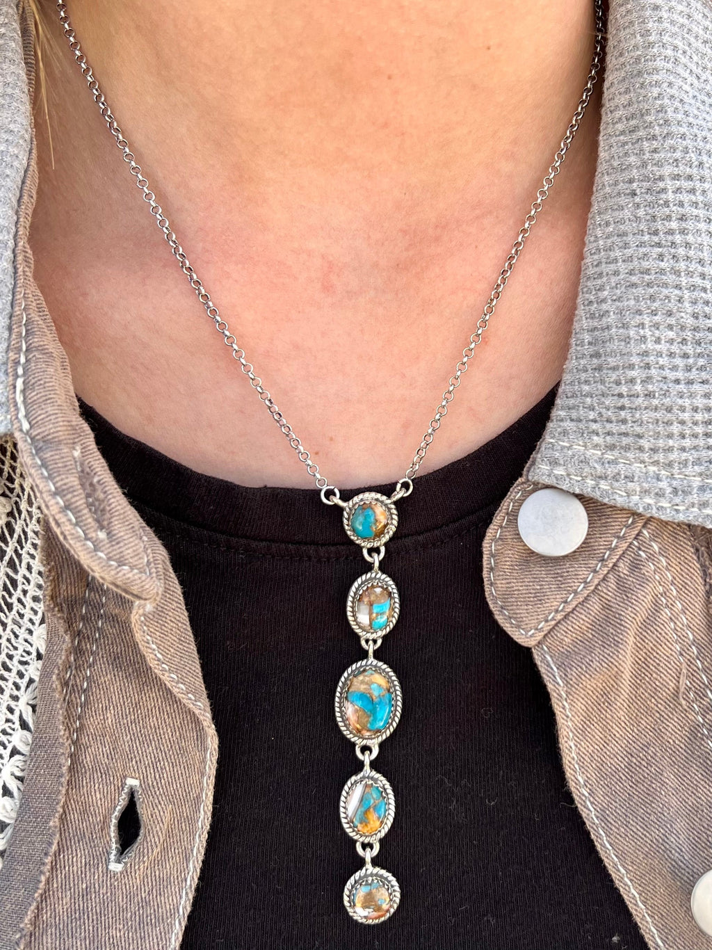 Eleanor Dumont Navajo Handcrafted Sterling Necklace | gussieduponline