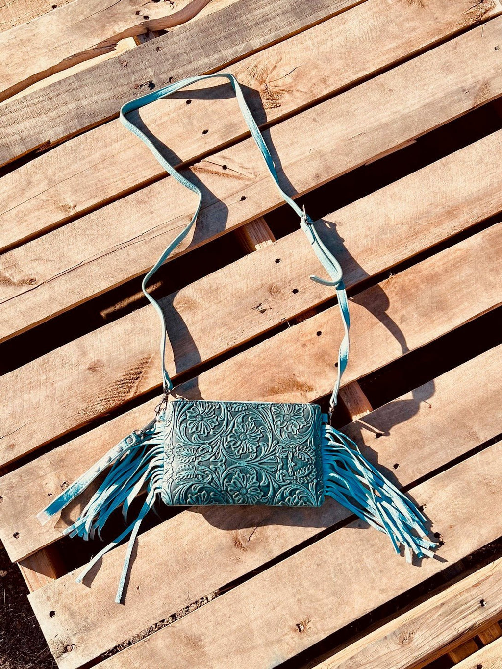 Montana West Turquoise Tooled Small Crossbody | gussieduponline