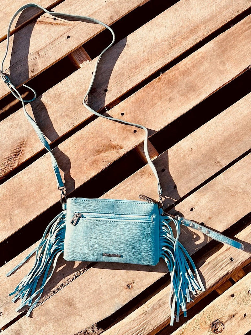 Montana West Turquoise Tooled Small Crossbody | gussieduponline