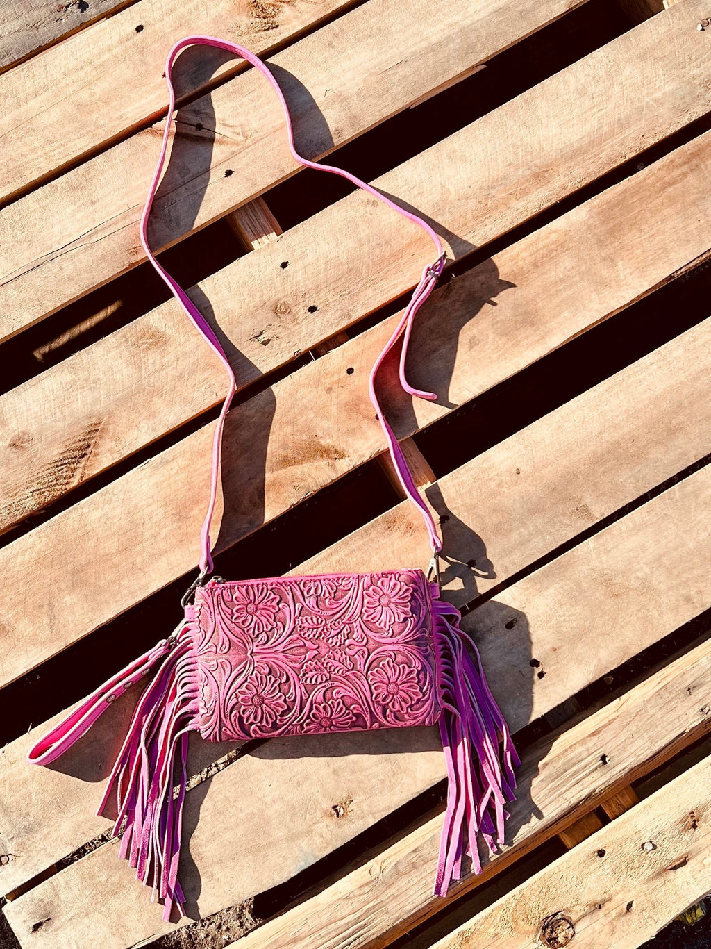 Montana West Pink Tooled Small Crossbody | gussieduponline