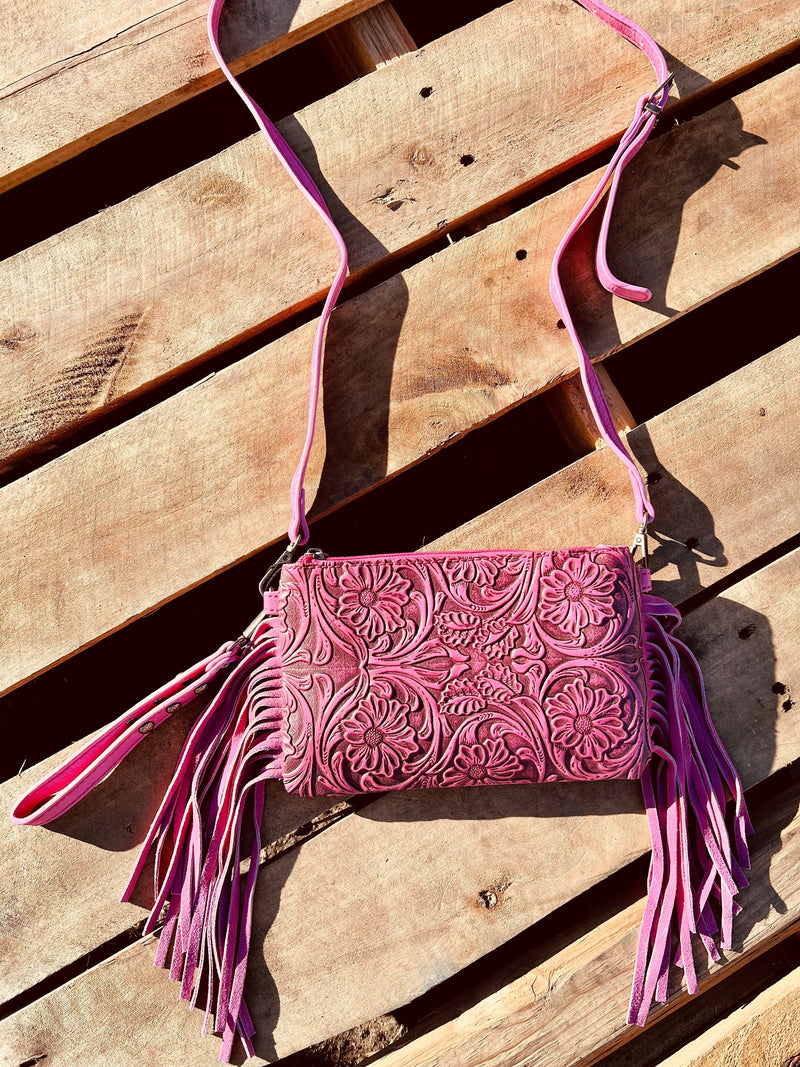 Montana West Pink Tooled Small Crossbody | gussieduponline