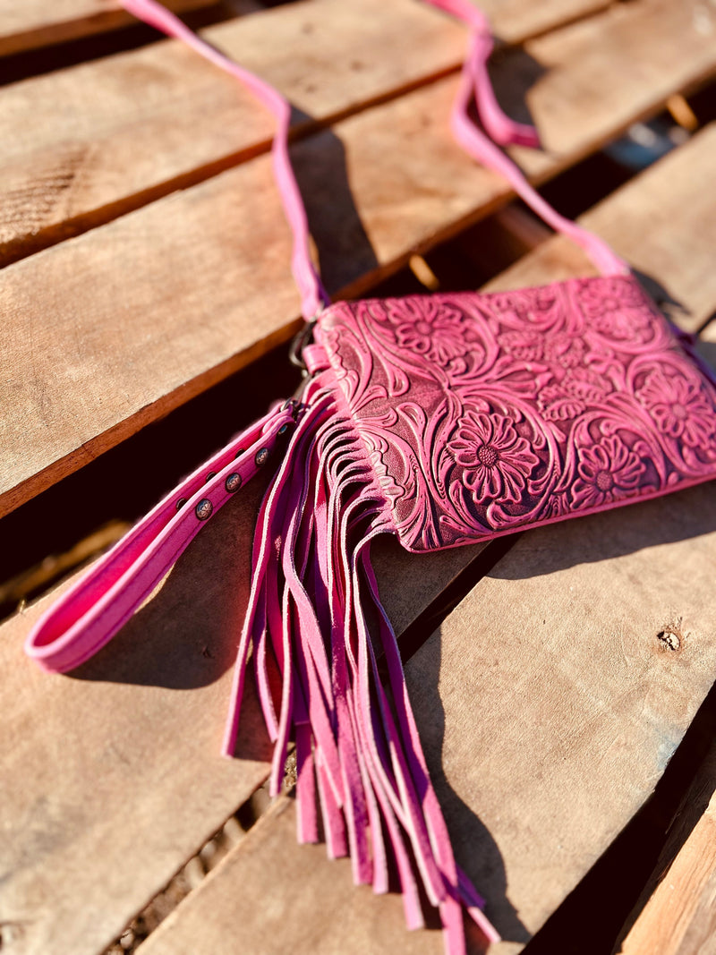 Montana West Pink Tooled Small Crossbody | gussieduponline