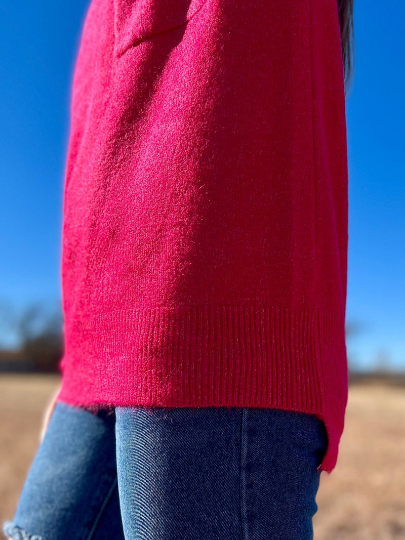 Don't Pick My Pockets Viva Magenta Sweater | gussieduponline