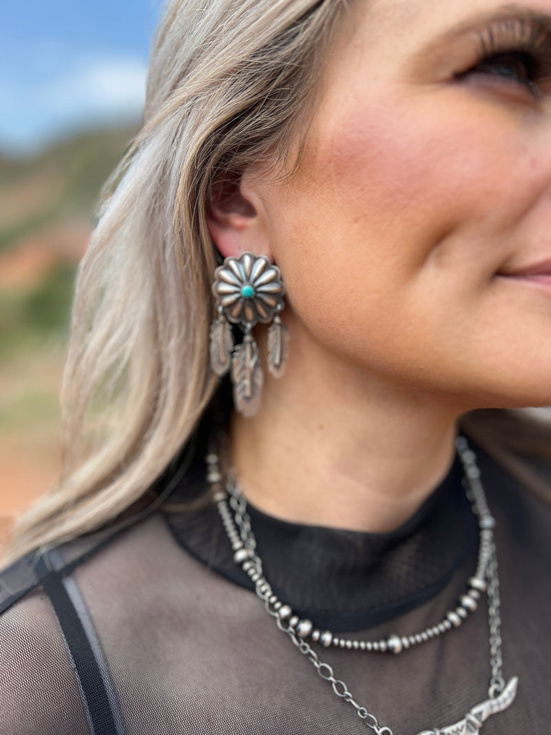 T’aachill - t’a’ Navajo Sterling Silver Earrings | gussieduponline