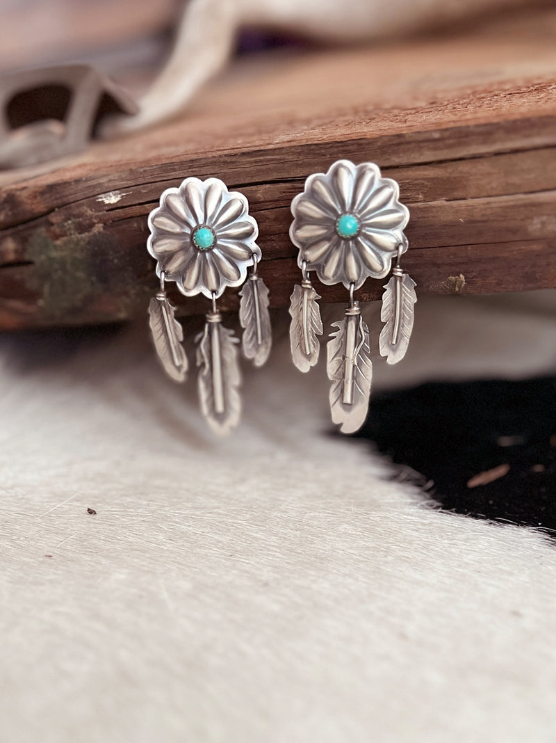 T’aachill - t’a’ Navajo Sterling Silver Earrings | gussieduponline