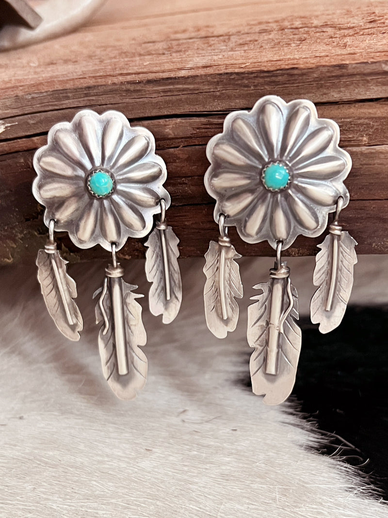 T’aachill - t’a’ Navajo Sterling Silver Earrings | gussieduponline