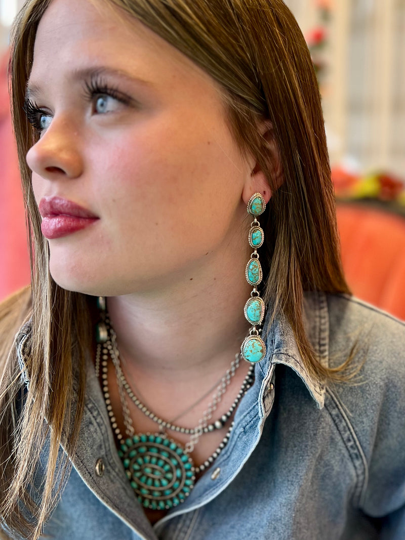 Cinco Turquoise Drop Earrings | gussieduponline