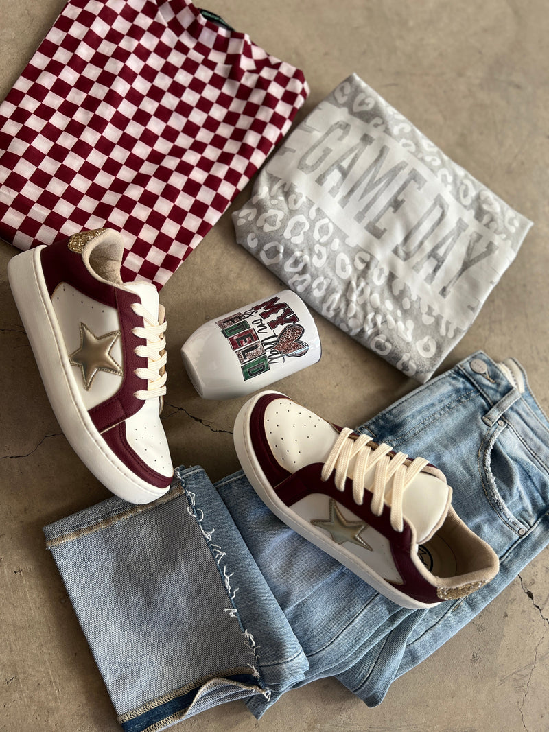 Burgundy Game Day Sneakers | gussieduponline