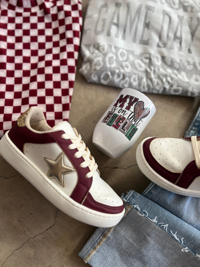 Burgundy Game Day Sneakers | gussieduponline