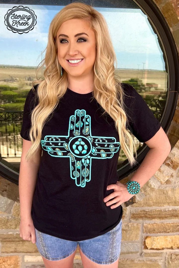 New Mexico In Turquoise Tee | gussieduponline