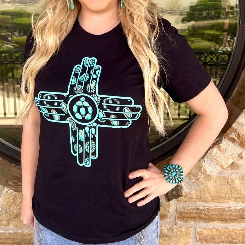 New Mexico In Turquoise Tee | gussieduponline